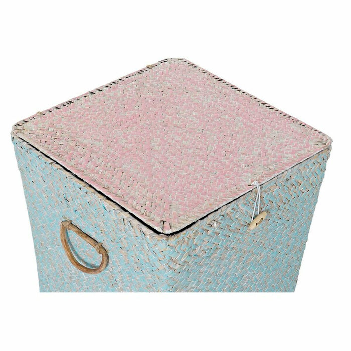 DKD Home Decor Light Blue Boho Basket Set 37 x 37 x 50 cm (3 Pieces)