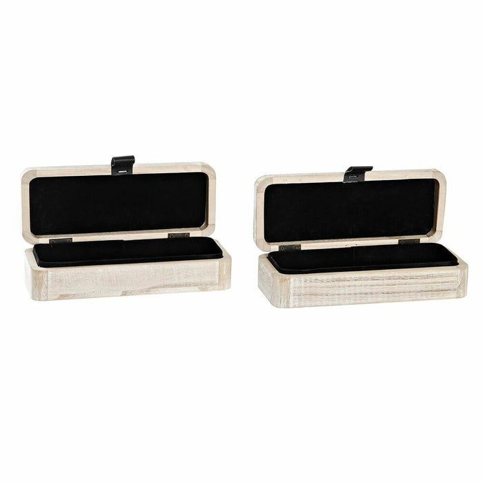 DKD Home Decor Natural MDF Wood Jewelry Box 20 x 8 x 5 cm (2 Units)