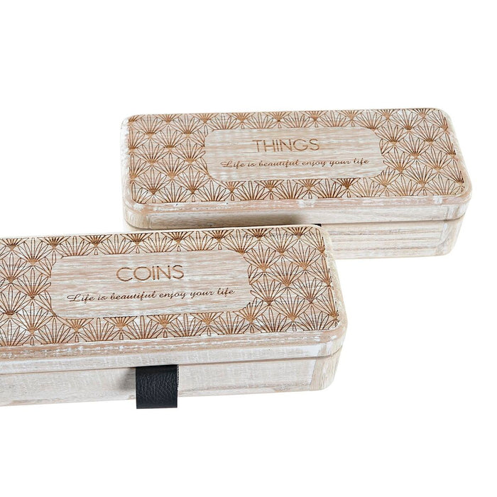 DKD Home Decor Natural MDF Wood Jewelry Box 20 x 8 x 5 cm (2 Units)