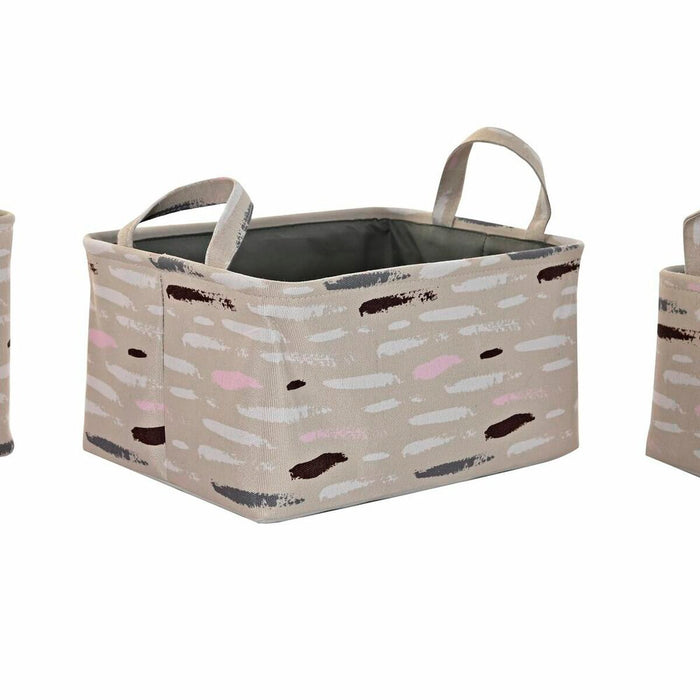DKD Home Decor Basket Set Brown Grey Orange 40 x 30 x 20 cm (3 Units)