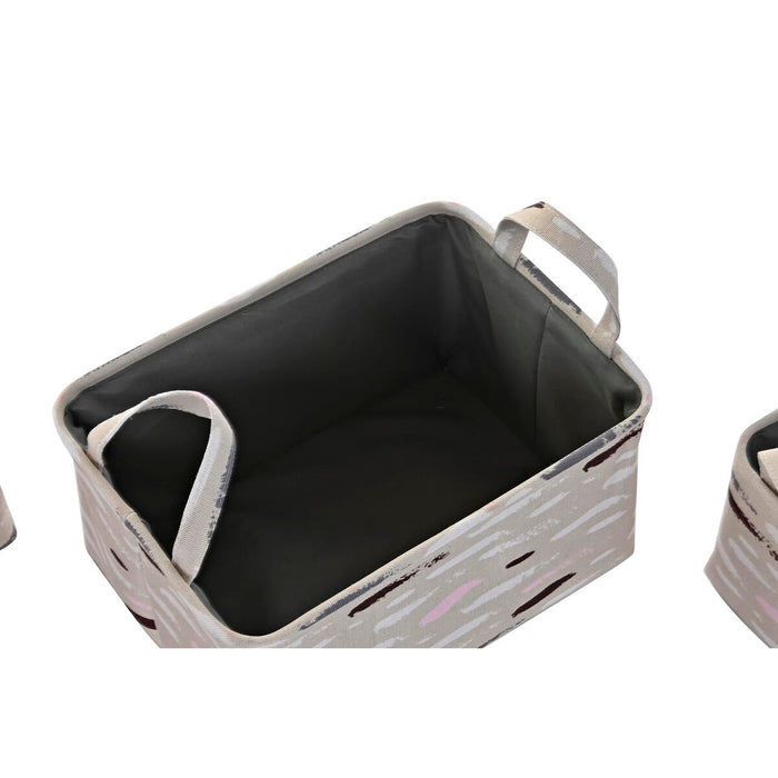 DKD Home Decor Basket Set Brown Grey Orange 40 x 30 x 20 cm (3 Units)