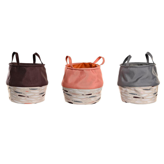 DKD Home Decor Laundry Basket Grey Orange 28 x 28 x 30 cm (3 Units)