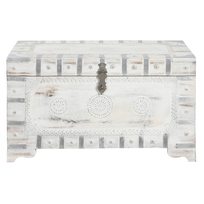 Baúl DKD Home Decor Blanco Marrón claro Madera de mango 78,7 x 43 x 45,7 cm
