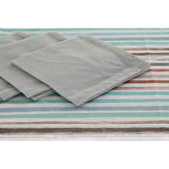 Mantel y servilletas DKD Home Decor 2 Unidades 150 x 150 x 0,5 cm Gris Azul cielo