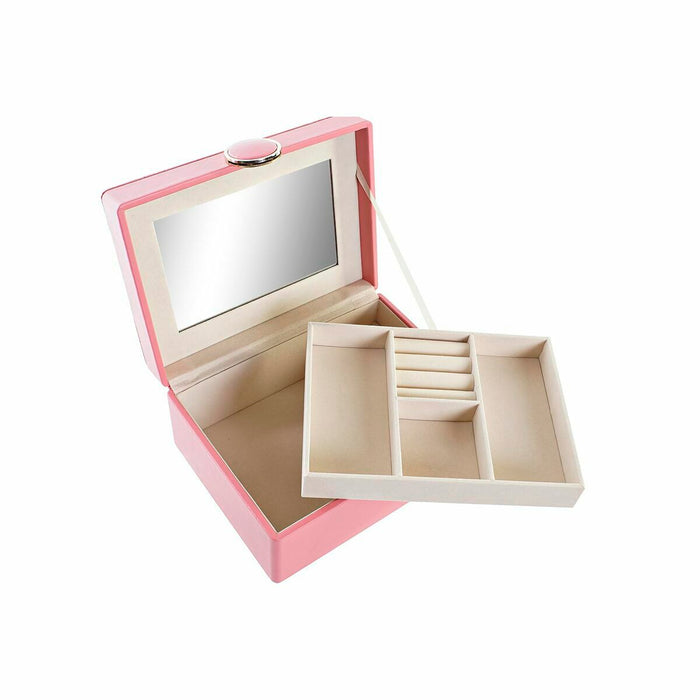 DKD Home Decor Jewelry Box 17 x 13 x 8.5 cm Pink Polyurethane MDF Wood