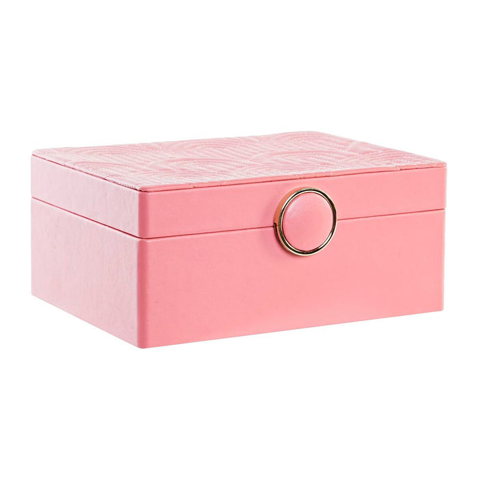 DKD Home Decor Jewelry Box 17 x 13 x 8.5 cm Pink Polyurethane MDF Wood