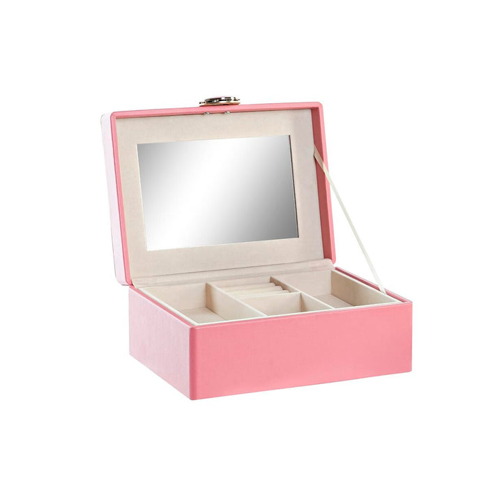 DKD Home Decor Jewelry Box 17 x 13 x 8.5 cm Pink Polyurethane MDF Wood