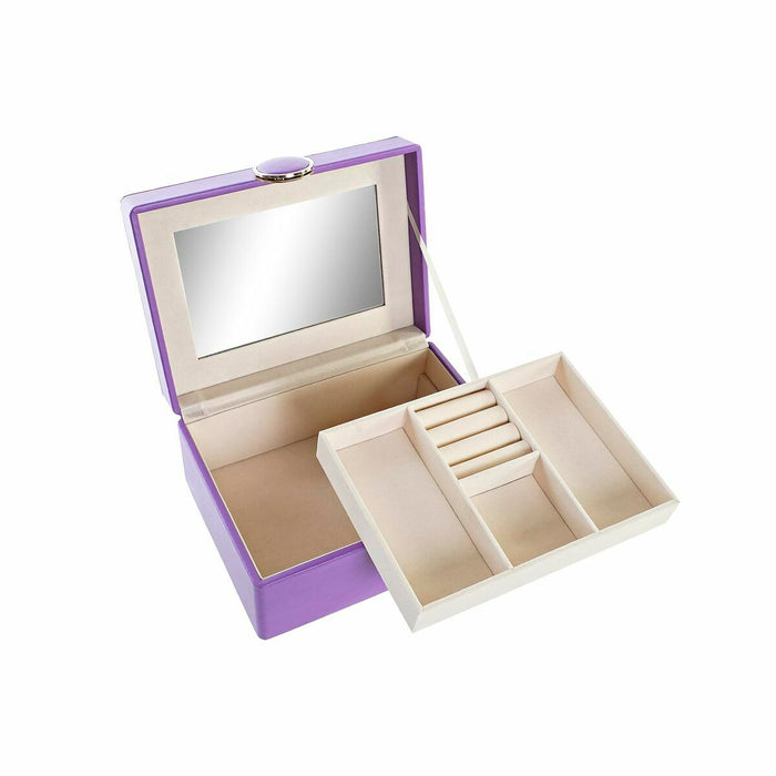 DKD Home Decor Jewelry Box 17 x 13 x 8.5 cm Lilac Polyurethane MDF Wood