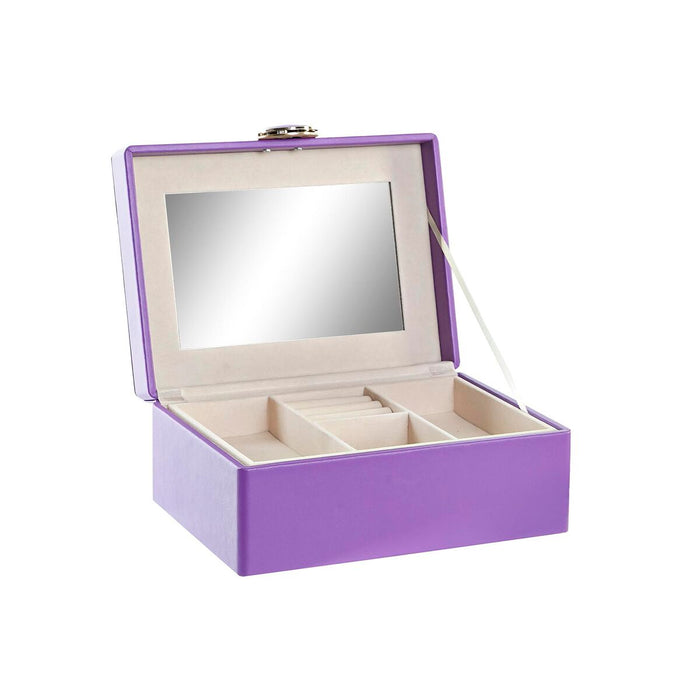 DKD Home Decor Jewelry Box 17 x 13 x 8.5 cm Lilac Polyurethane MDF Wood