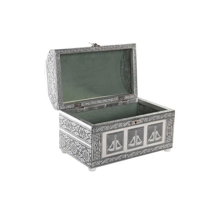 DKD Home Decor Jewelry Box Green Silver Wood Aluminum 25 x 15 x 18 cm