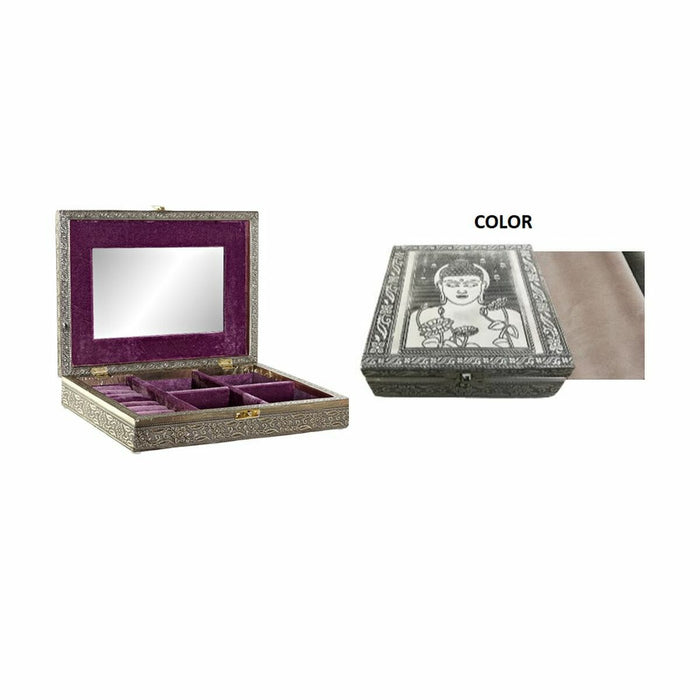 DKD Home Decor Jewelry Box 27.5 x 20 x 5.4 cm Champagne Beige Wood Aluminum