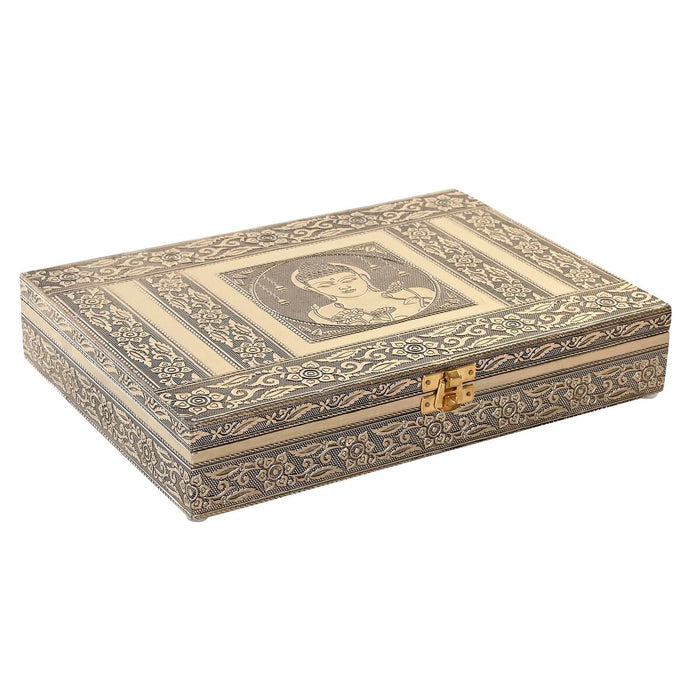DKD Home Decor Jewelry Box 27.5 x 20 x 5.4 cm Champagne Beige Wood Aluminum