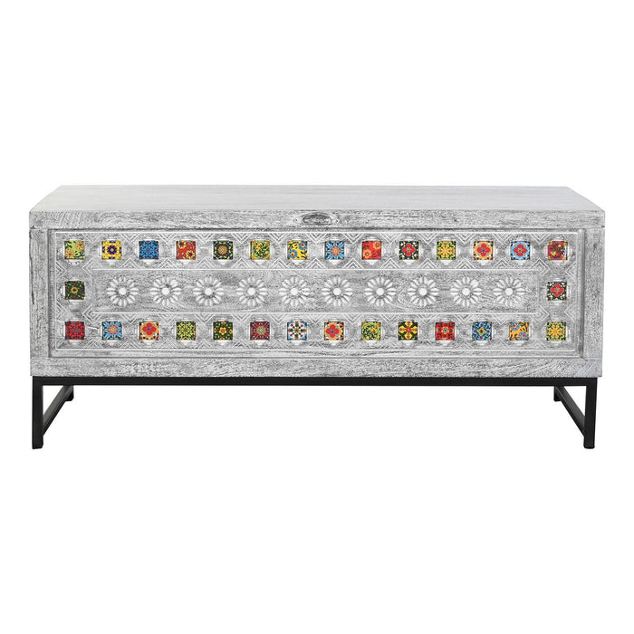 DKD Home Decor Ceramic Chest Grey White Mango Wood (116 x 40 x 50 cm)