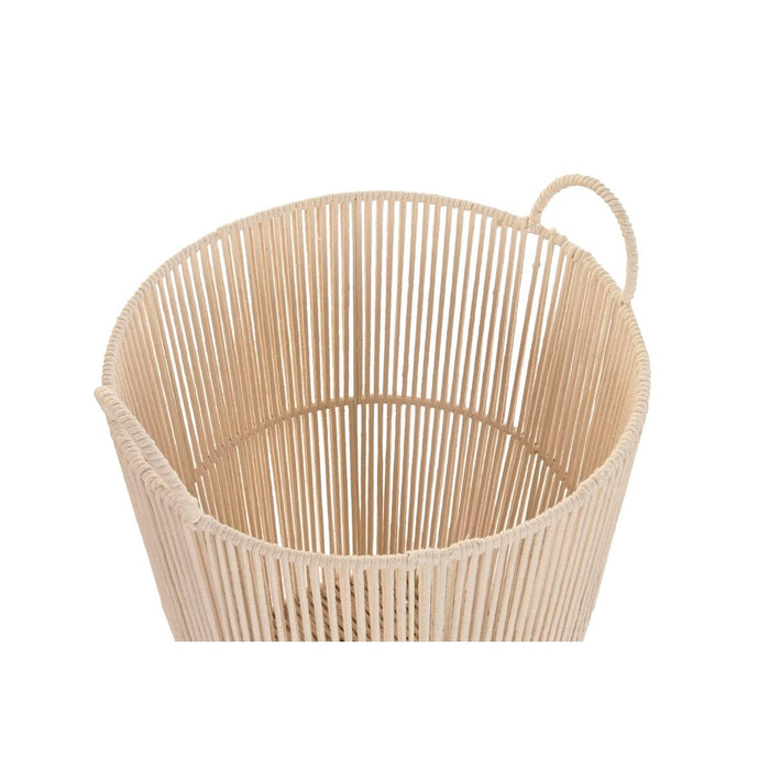 DKD Home Decor Beige Metal Basket Set 42 x 42 x 51 cm 3 Pieces