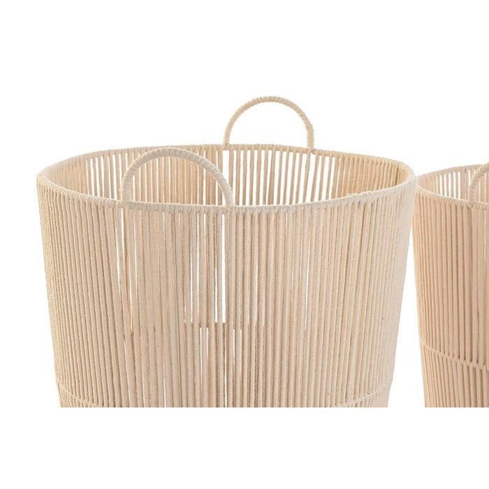 DKD Home Decor Beige Metal Basket Set 42 x 42 x 51 cm 3 Pieces