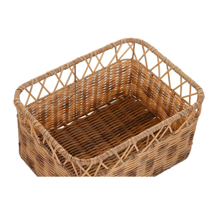 DKD Home Decor Natural Metal Polyethylene Basket Set 42 x 32 x 22 cm 4 Pieces