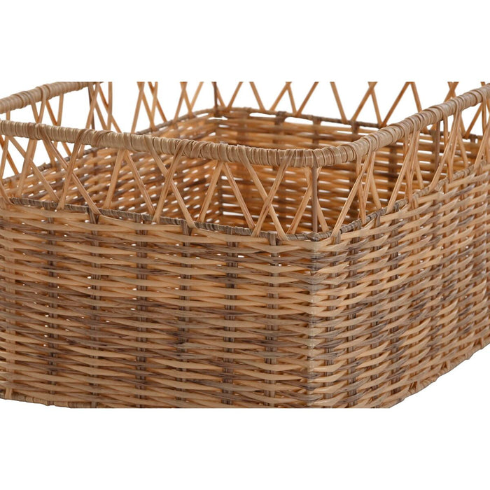 DKD Home Decor Natural Metal Polyethylene Basket Set 42 x 32 x 22 cm 4 Pieces