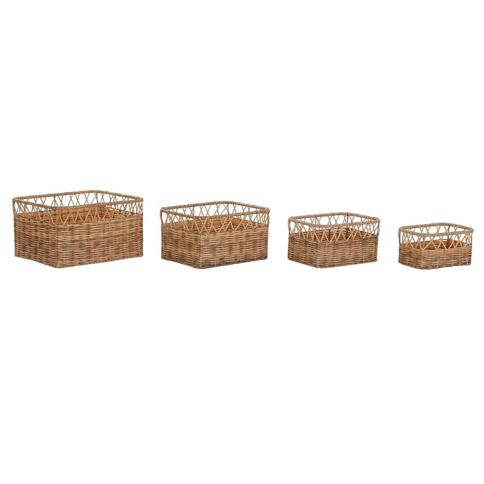 DKD Home Decor Natural Metal Polyethylene Basket Set 42 x 32 x 22 cm 4 Pieces