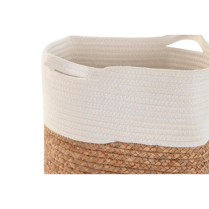 Decorative Basket DKD Home Decor White Natural Fiber 36 x 36 x 52 cm