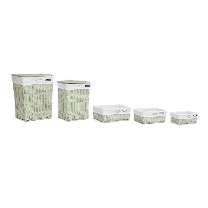 DKD Home Decor Green Wicker Basket Set 44 x 34 x 56 cm 5 Pieces