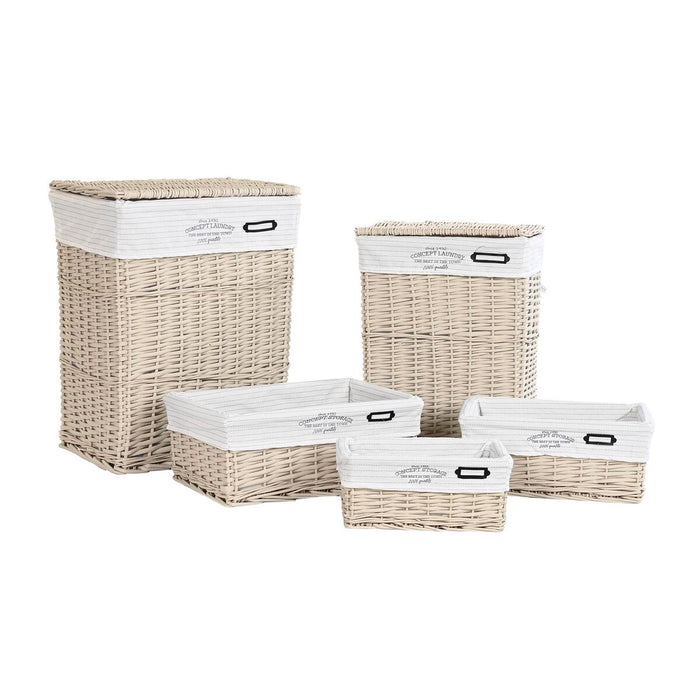 Juego de Cestos DKD Home Decor Beige Mimbre 44 x 34 x 56 cm (5 Piezas)