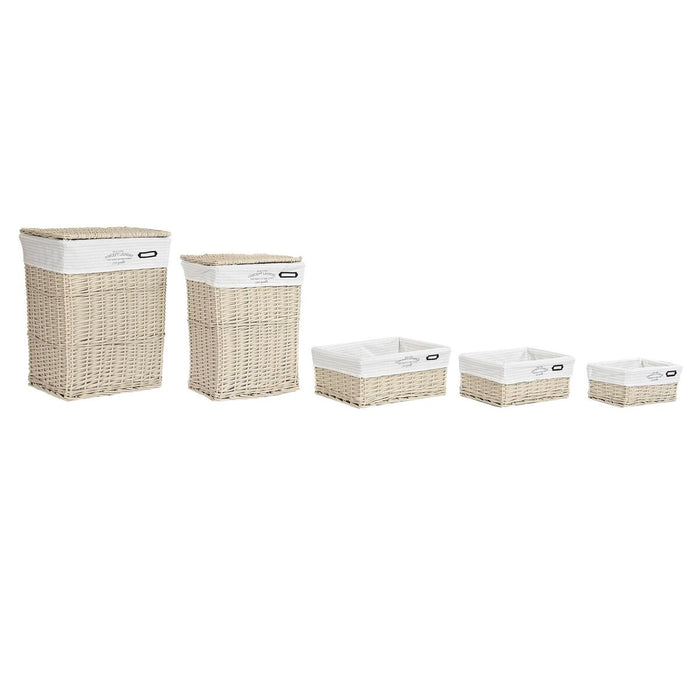 Juego de Cestos DKD Home Decor Beige Mimbre 44 x 34 x 56 cm (5 Piezas)