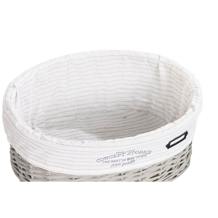 DKD Home Decor White Grey Wicker Basket Set 51 x 37 x 56 cm 52 x 38 x 57 cm (5 Pieces)