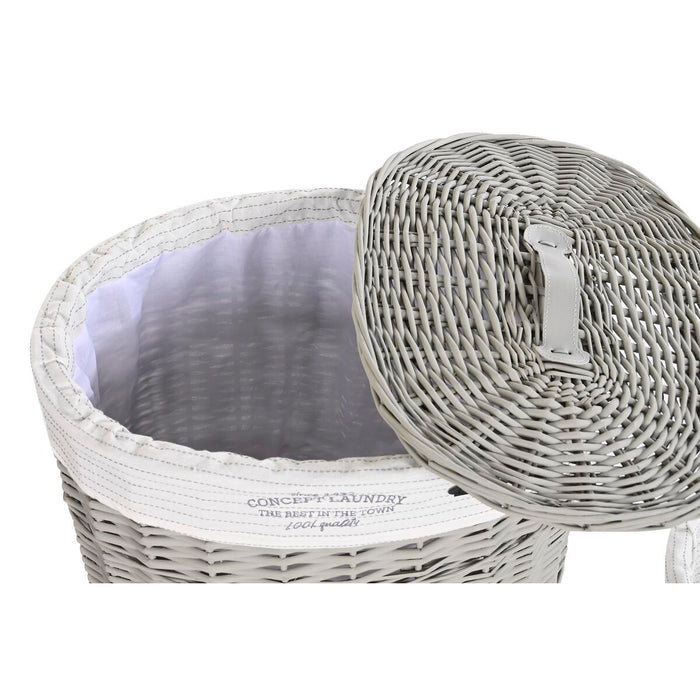 DKD Home Decor White Grey Wicker Basket Set 51 x 37 x 56 cm 52 x 38 x 57 cm (5 Pieces)