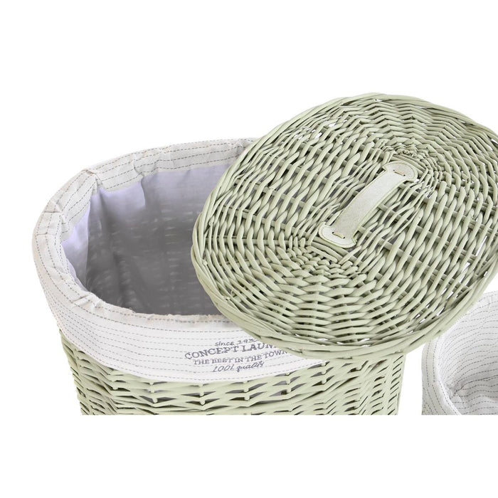 DKD Home Decor Green Wicker Basket Set 51 x 37 x 56 cm (5 Pieces)