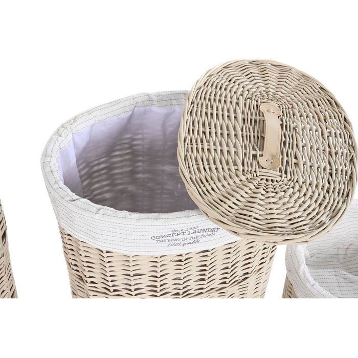 DKD Home Decor Beige Wicker Basket Set 51 x 37 x 56 cm 52 x 38 x 56 cm (5 Pieces)
