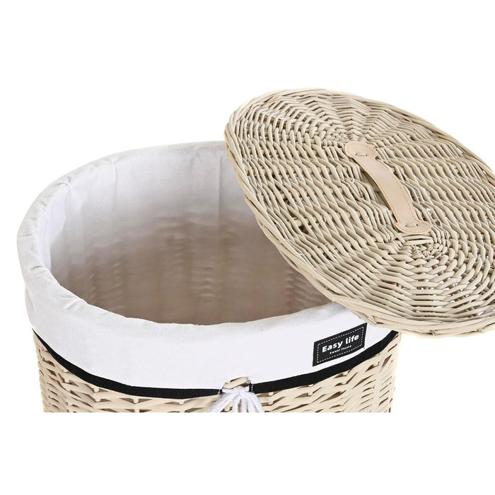 DKD Home Decor White Beige Wicker Basket Set 51 x 38 x 58 cm