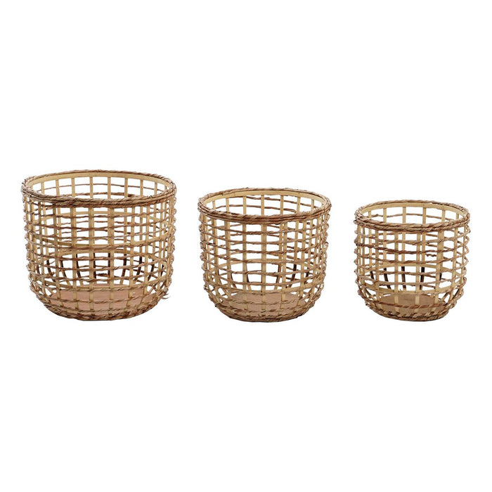 DKD Home Decor CORN FIBER Basket Set (3 Pieces) (Refurbished A)
