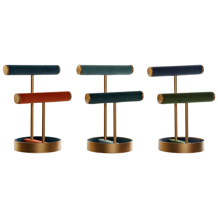 DKD Home Decor Jewelry Box 21 x 16 x 30 cm Blue Green Metal (3 Pieces)