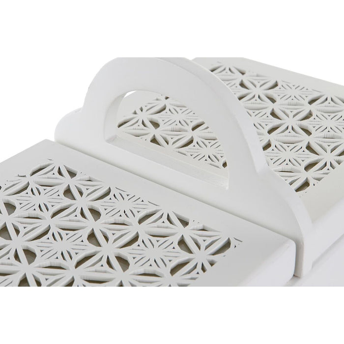 DKD Home Decor Jewelry Box Ivory White Glass MDF Wood 30 x 17 x 24 cm