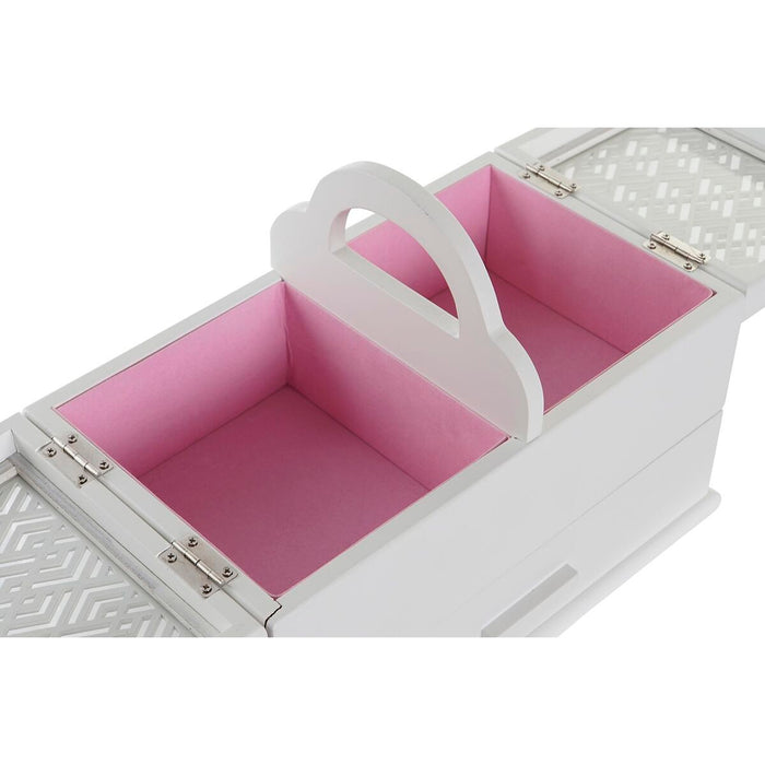 DKD Home Decor Jewelry Box 16 x 17 x 28 cm White Light Pink MDF Wood