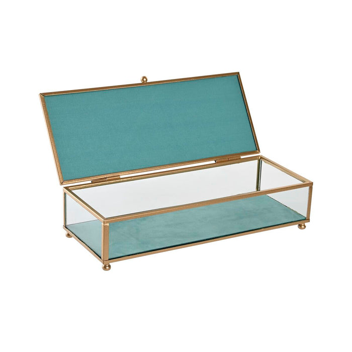 DKD Home Decor Jewelry Box Crystal Metal Turquoise Sky Blue 25 x 10 x 5 cm (2 Units)