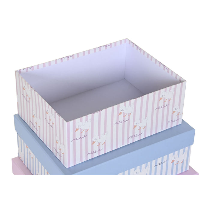 DKD Home Decor Stackable Organizer Box Set Blue Pink Cardboard (43.5 x 33.5 x 15.5 cm)