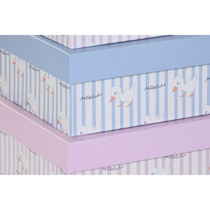 DKD Home Decor Stackable Organizer Box Set Blue Pink Cardboard (43.5 x 33.5 x 15.5 cm)