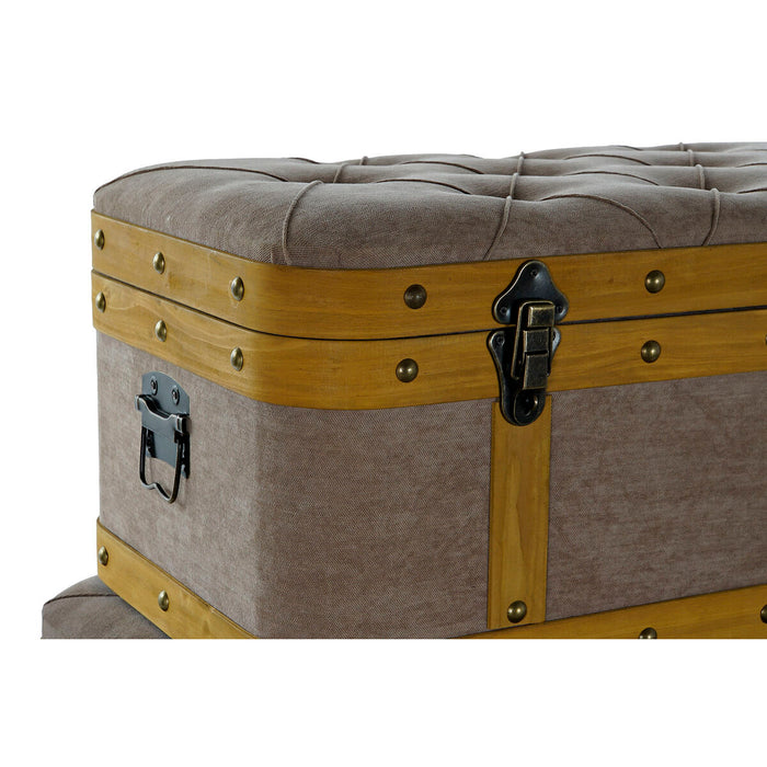 DKD Home Decor Trunk Set 80 x 50 x 42 cm Wood Brown Light Grey Modern Velvet