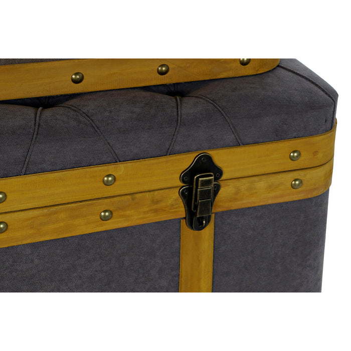 DKD Home Decor Trunk Set 80 x 50 x 42 cm Wood Brown Light Grey Modern Velvet