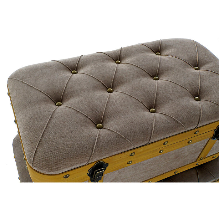 DKD Home Decor Trunk Set 80 x 50 x 42 cm Wood Brown Light Grey Modern Velvet