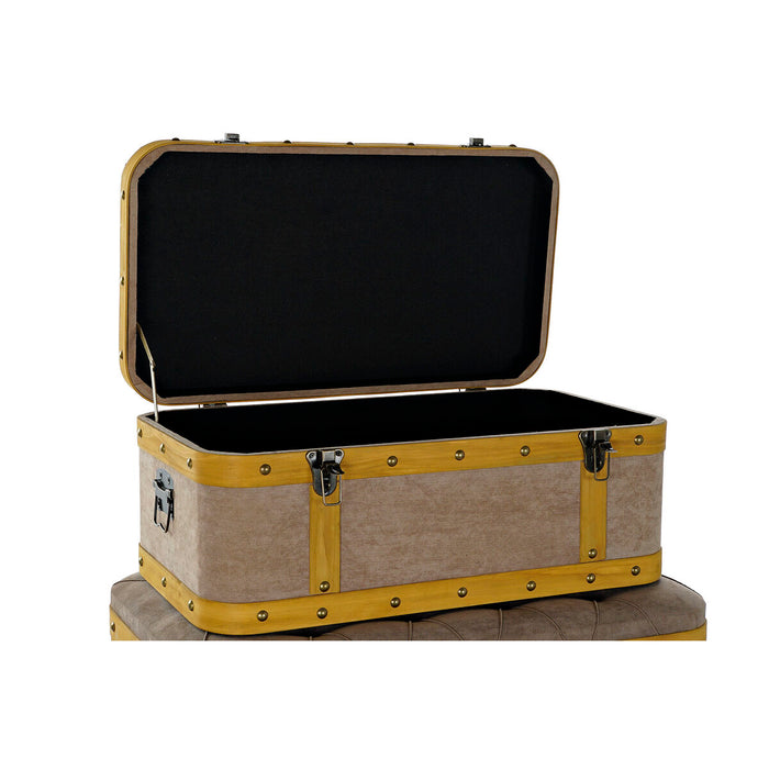 DKD Home Decor Trunk Set 80 x 50 x 42 cm Wood Brown Light Grey Modern Velvet