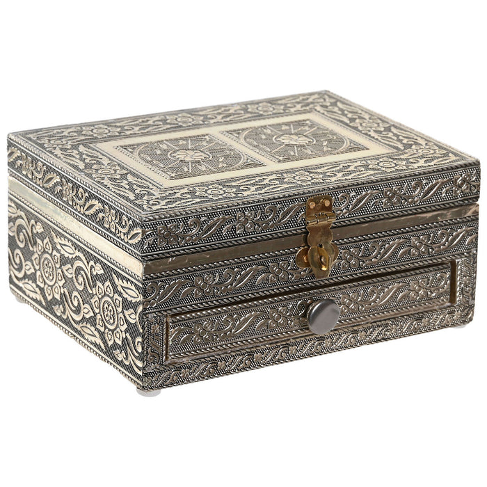 DKD Home Decor Jewelry Box 17.5 x 12.5 x 8.5 cm Natural Champagne Aluminum