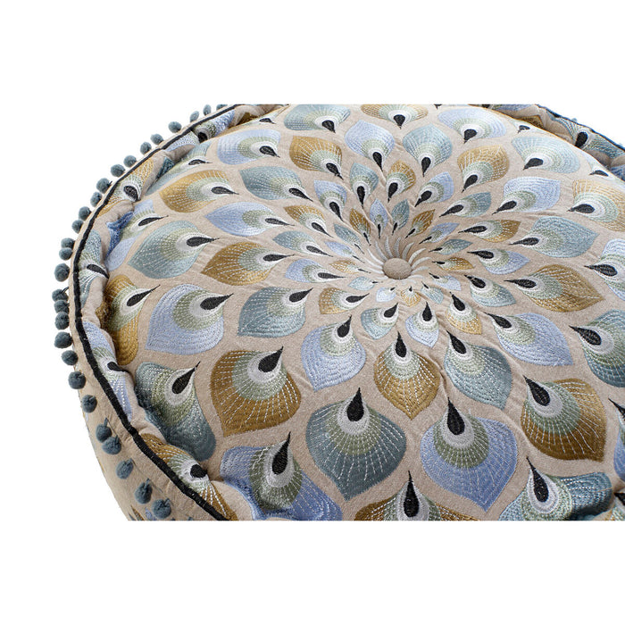 Puff DKD Home Decor Azul Beige 60 x 60 x 27 cm