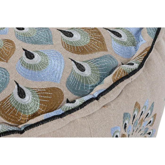 Puff DKD Home Decor Azul Beige 60 x 60 x 27 cm