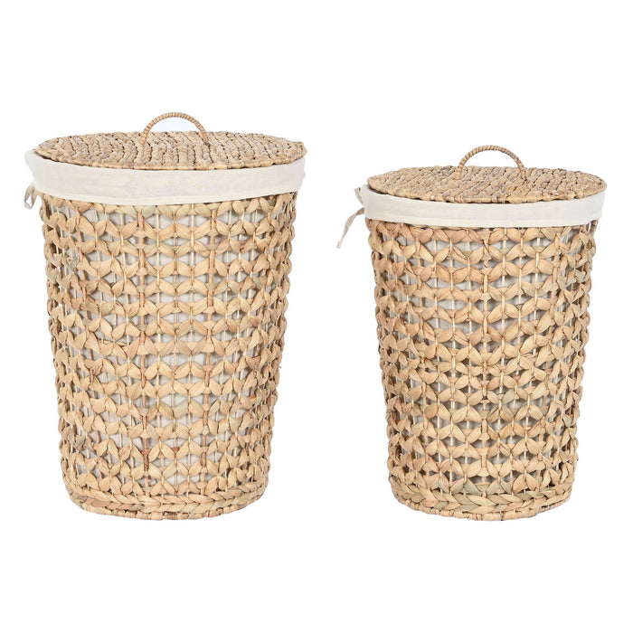 DKD Home Decor Natural Brown White Tropical Laundry Basket 40 x 40 x 58 cm