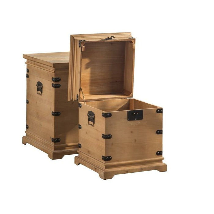 DKD Home Decor Metal Trunk Set Fir Oriental Fir Wood 50 x 50 x 61 cm 48 x 48 x 61 cm 50 x 50 x 60 cm (2 Units)