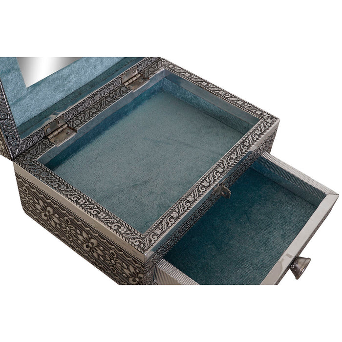 Caja-Joyero DKD Home Decor Plateado Azul cielo Madera Aluminio 17,5 x 12,5 x 8,5 cm