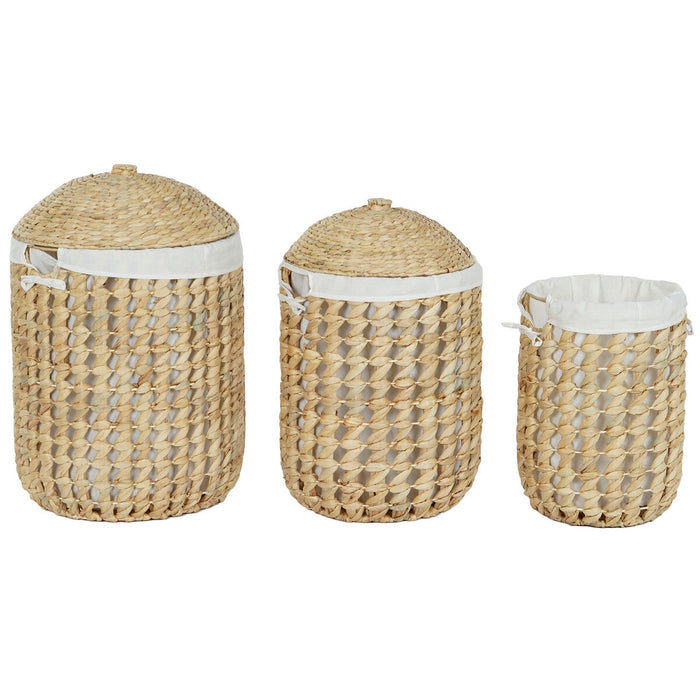 Home ESPRIT Laundry Basket Natural White 3 Pieces 46 x 46 x 69 cm