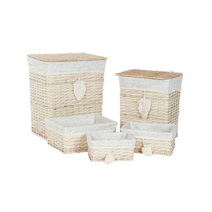 Home ESPRIT Natural Cream Basket Set 47 x 35 x 55 cm (5 Pieces)